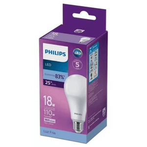 Lâmpada LED Bulbo Alta Potência E-27 Bivolt 18W 6500K Branco Frio 1800 Lúmens Philips